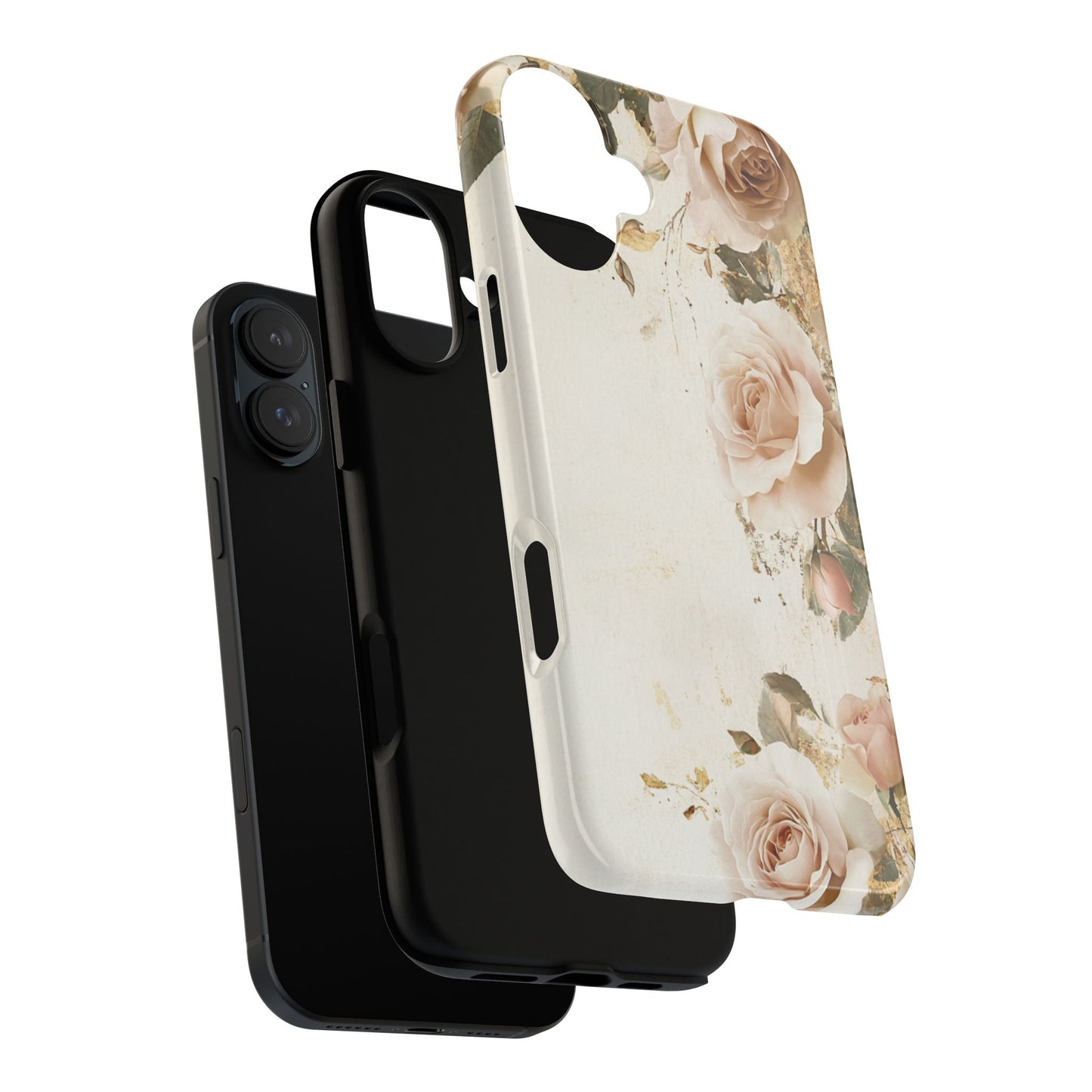 Antique Floral Tough Phone Case - Elegant Rose Design