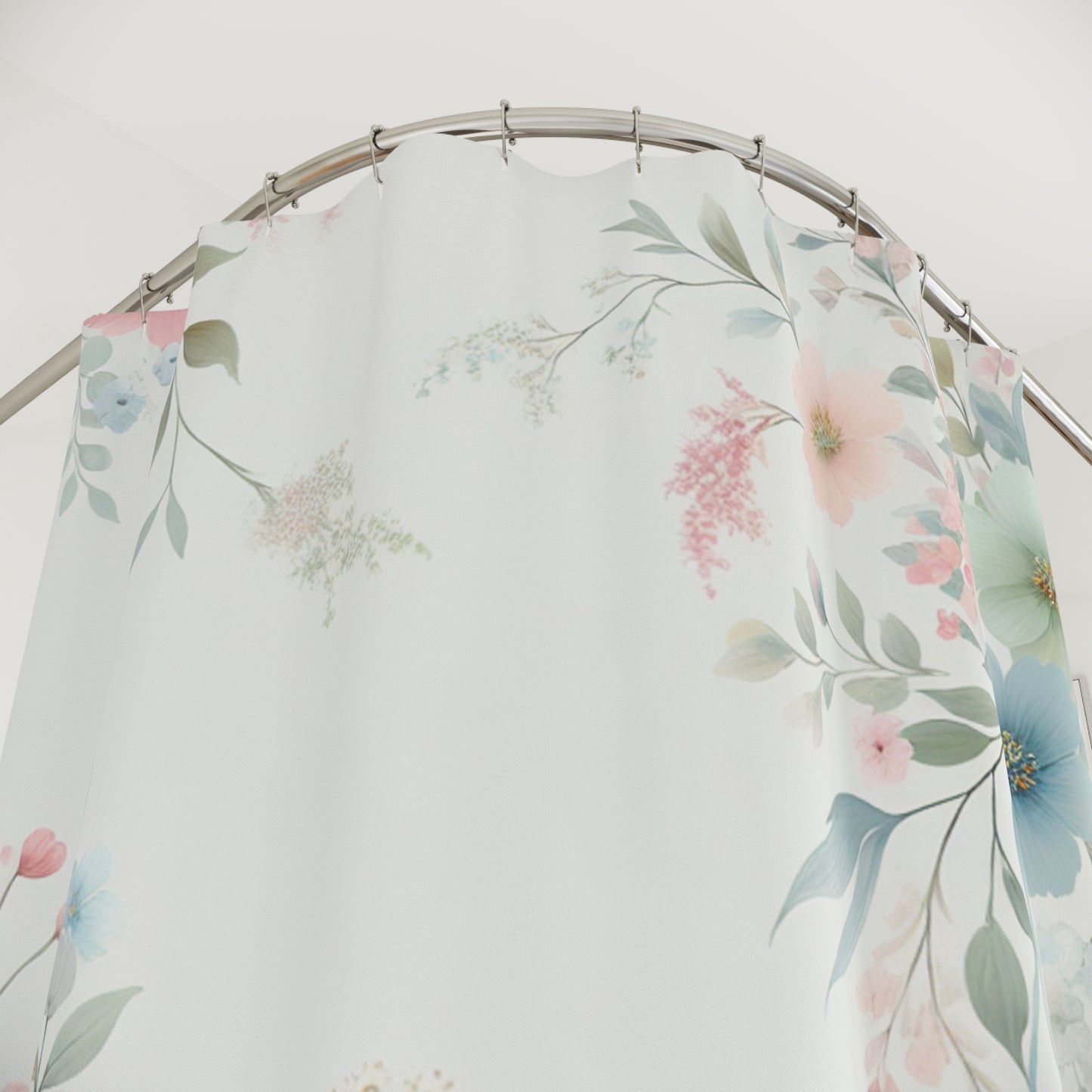Blissful Floral Shower Curtain - Elegant Botanical Design for a Serene Bathroom