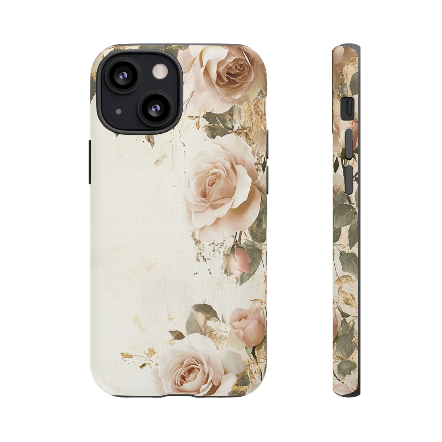 Antique Floral Tough Phone Case - Elegant Rose Design