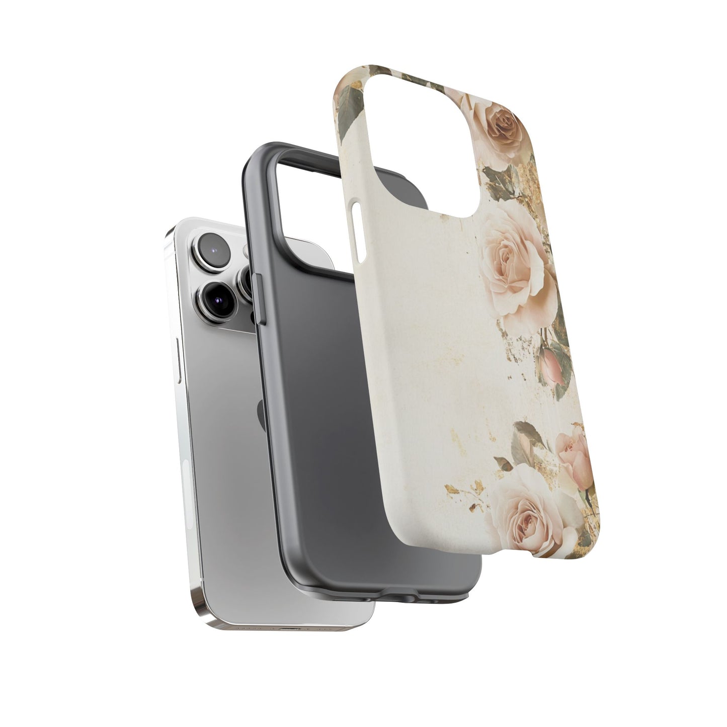 Antique Floral Tough Phone Case - Elegant Rose Design
