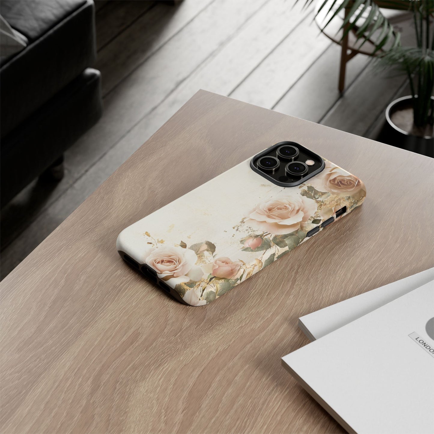 Antique Floral Tough Phone Case - Elegant Rose Design