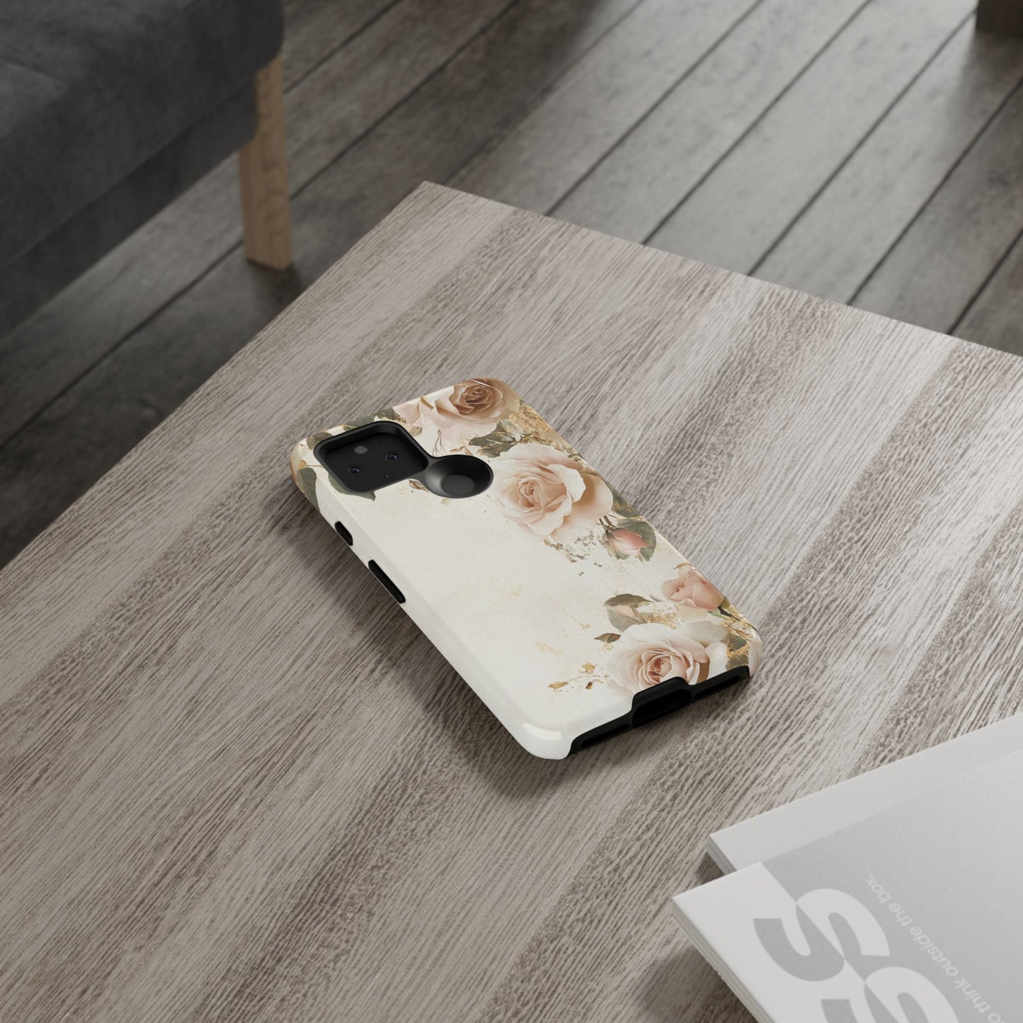 Antique Floral Tough Phone Case - Elegant Rose Design