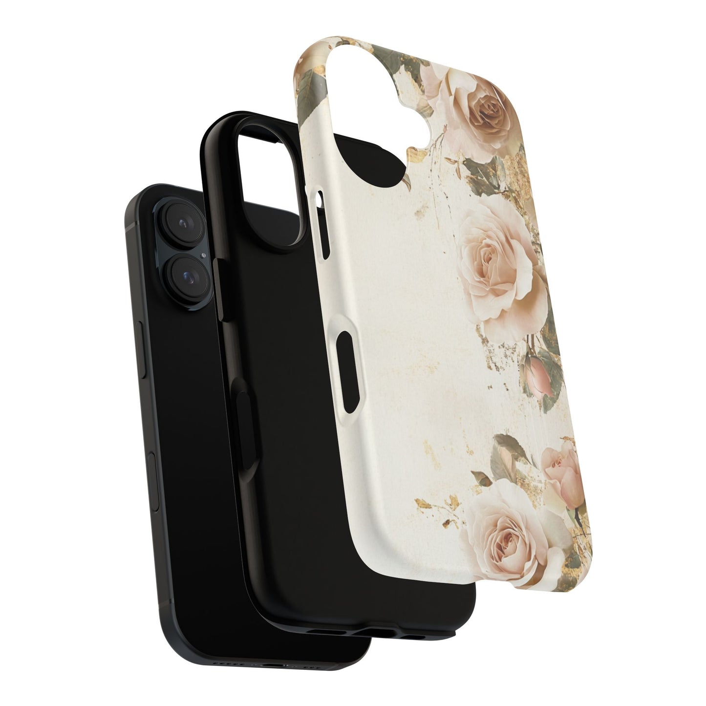 Antique Floral Tough Phone Case - Elegant Rose Design