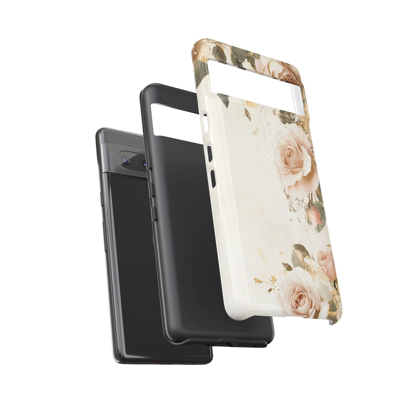 Antique Floral Tough Phone Case - Elegant Rose Design