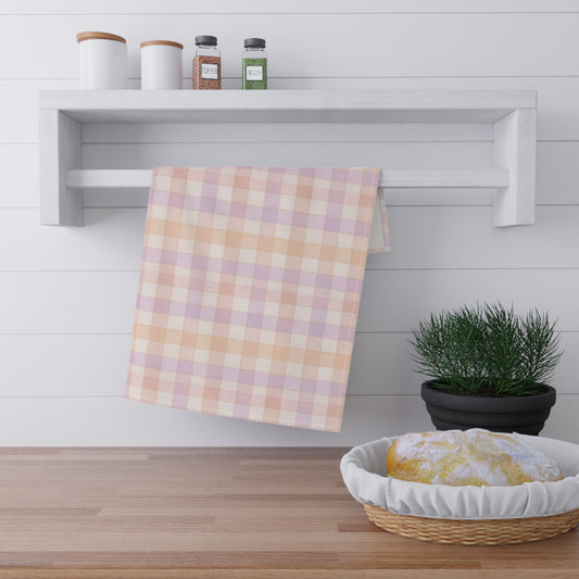 Charming Gingham Cotton Tea Towels, Pastel Plaid Kitchen Decor, Gift for Housewarming, Rustic or Farmhouse Style, Summer Pattern
