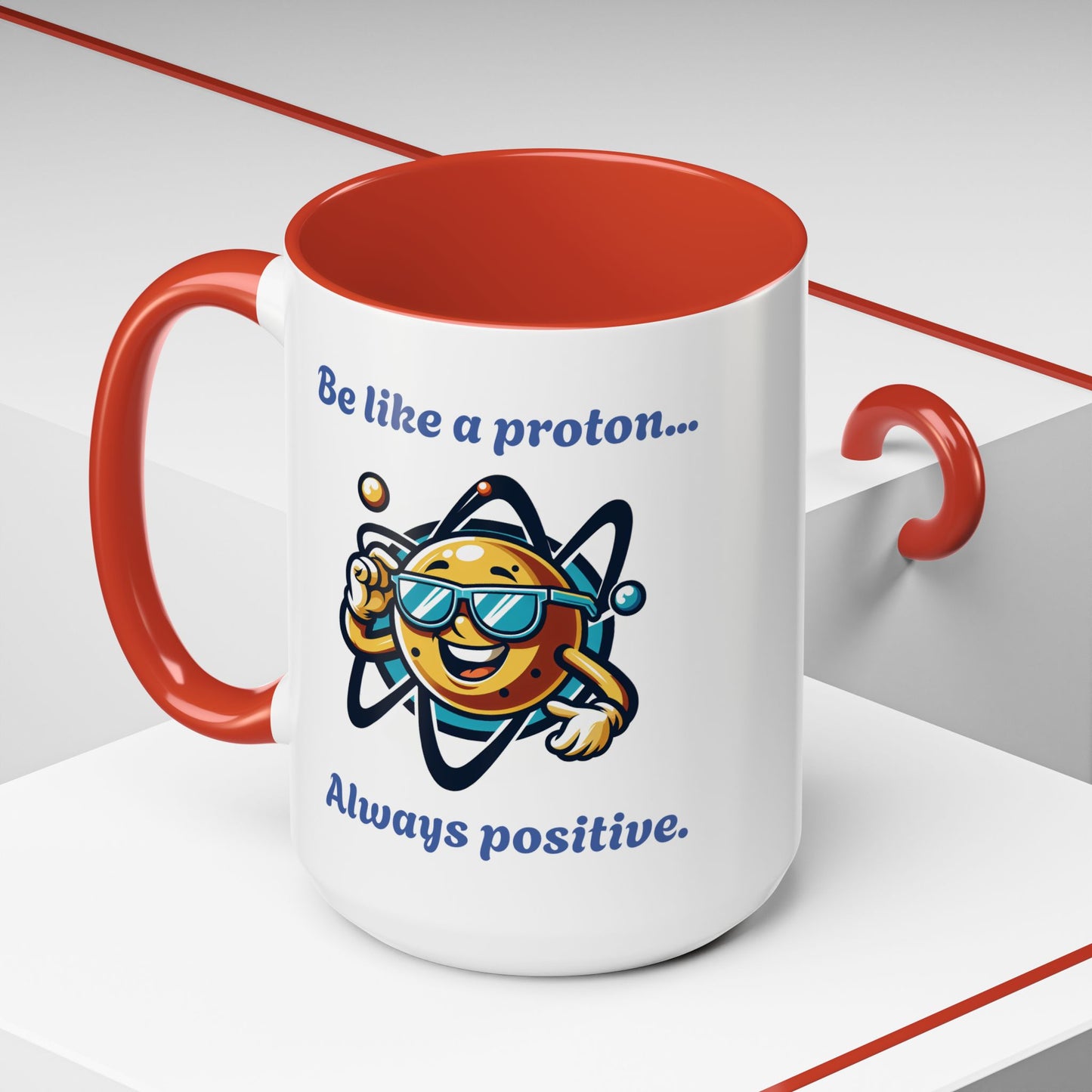 Colorful Positive Proton Coffee Mug, Funny Mug, Gift for Science Lovers, Chemistry Joke Mug, Office Coffee Cup, Teacher Gift