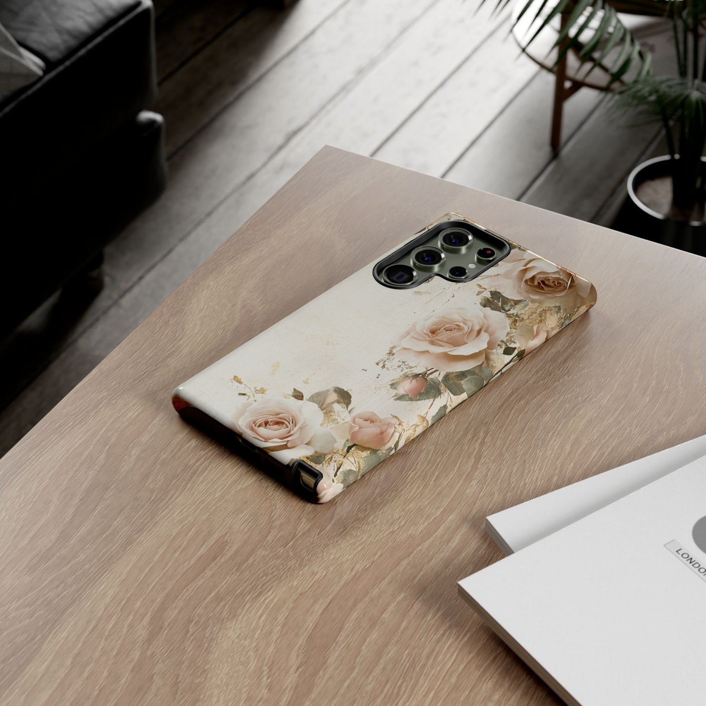 Antique Floral Tough Phone Case - Elegant Rose Design