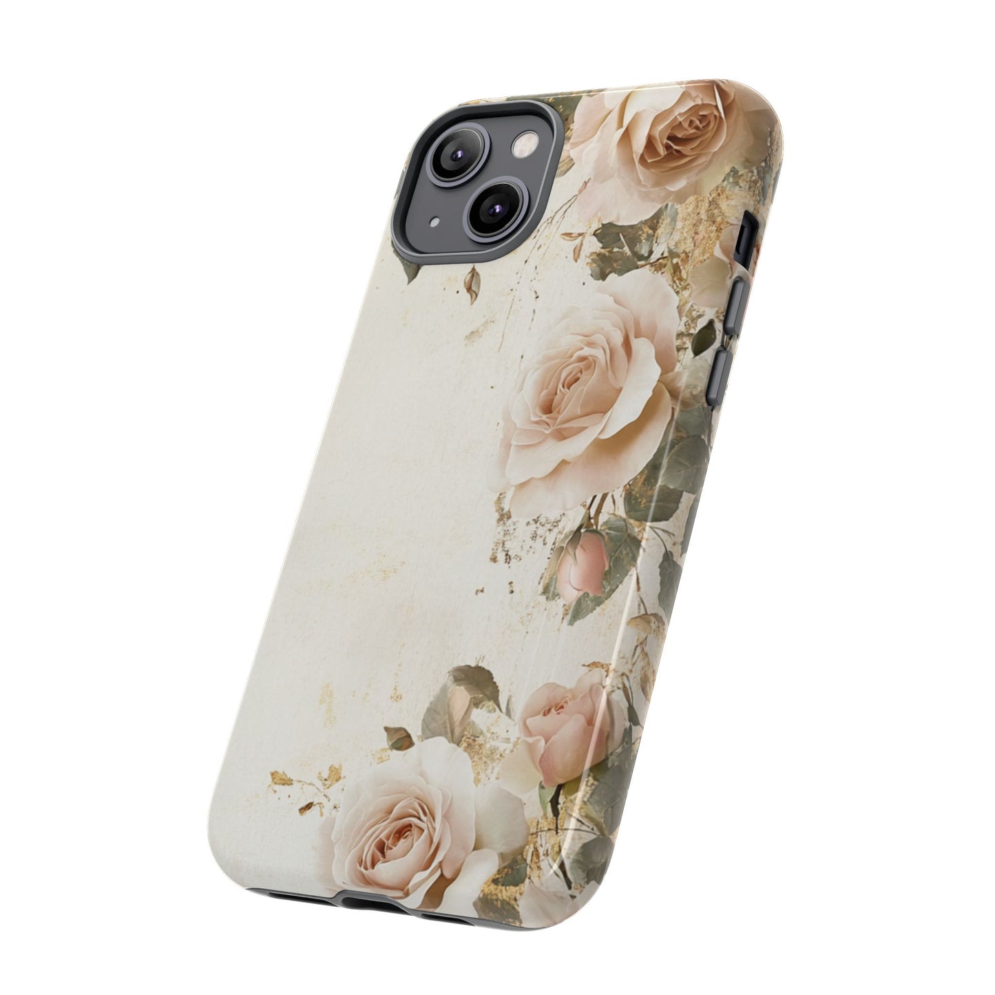 Antique Floral Tough Phone Case - Elegant Rose Design