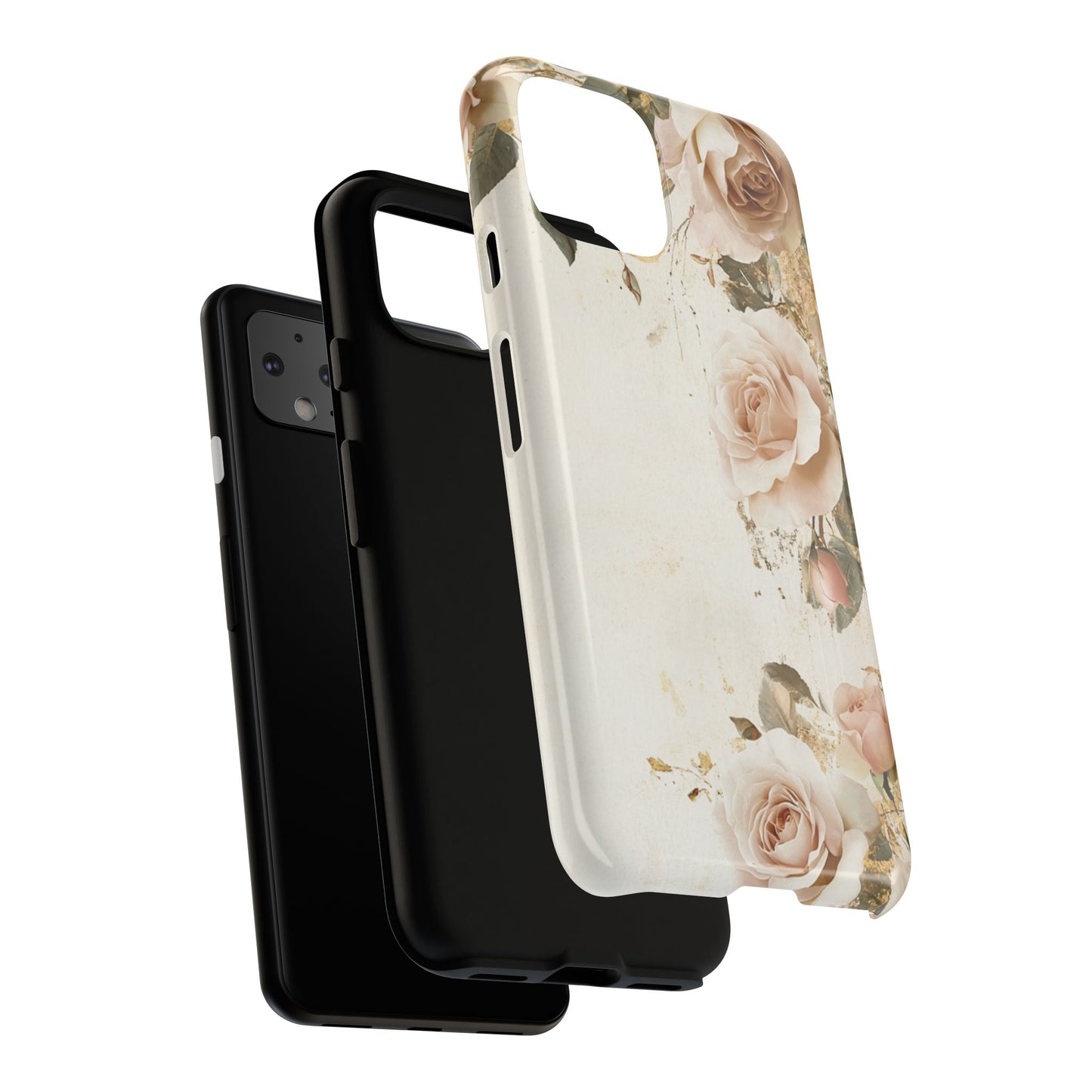 Antique Floral Tough Phone Case - Elegant Rose Design
