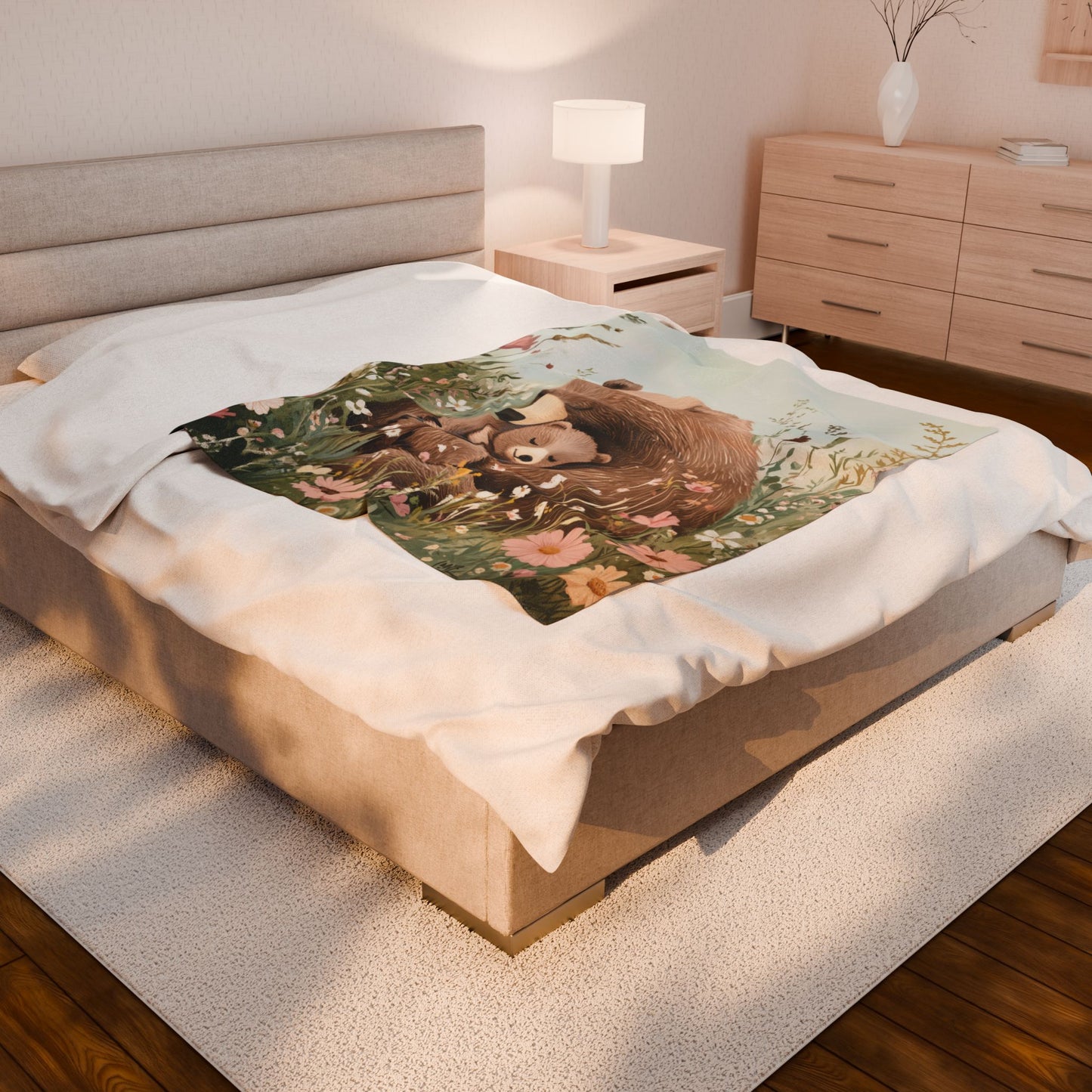 Cozy Velveteen Plush Blanket - Beary Cherished Design