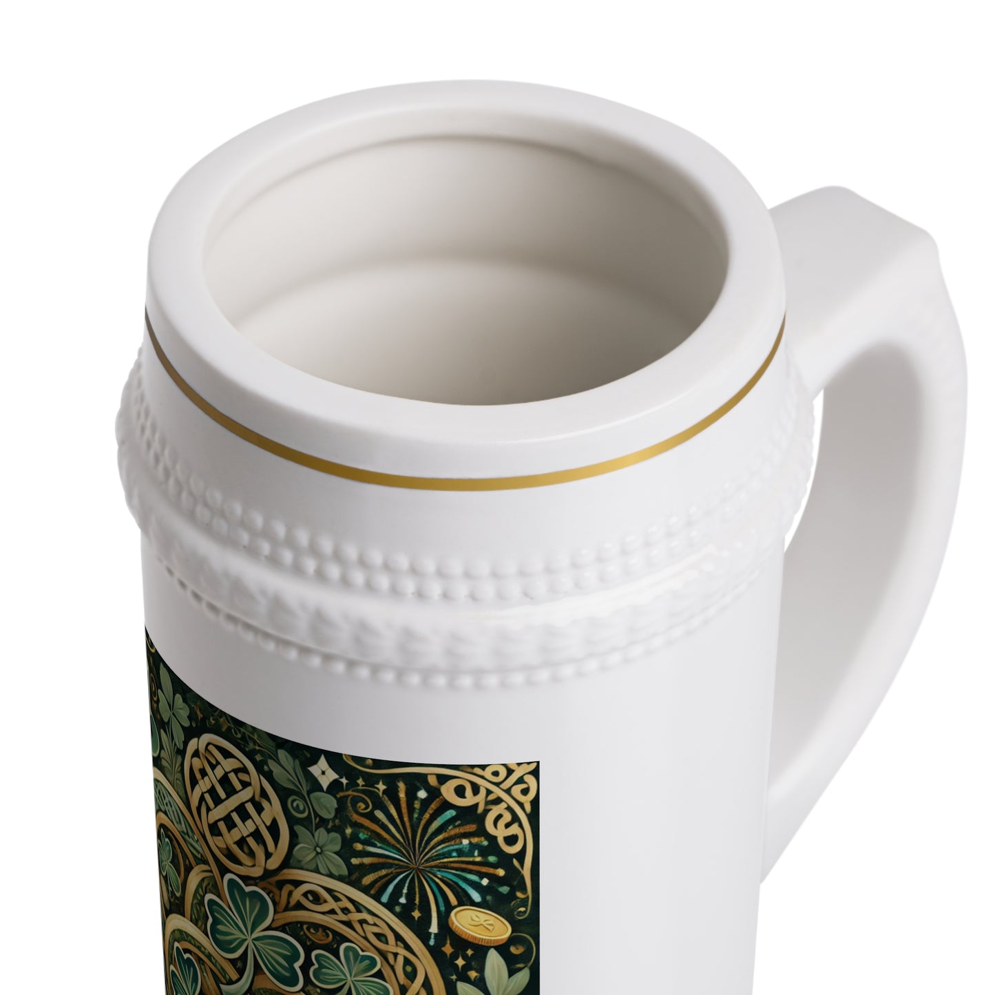 Decorative St. Patrick's Day Stein Mug with Shamrocks