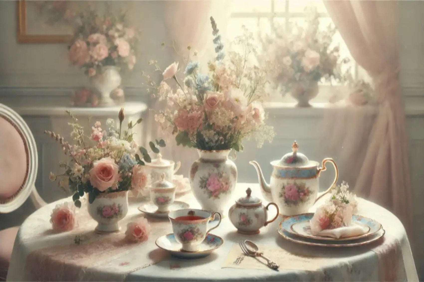 Elegant floral tea set