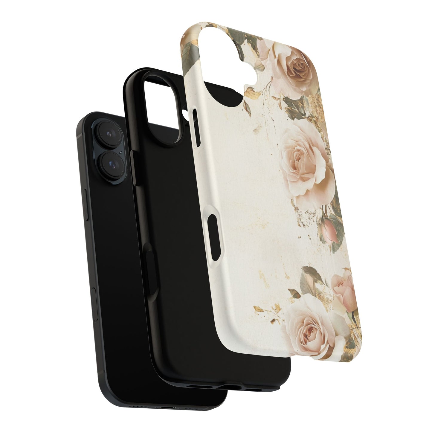 Antique Floral Tough Phone Case - Elegant Rose Design