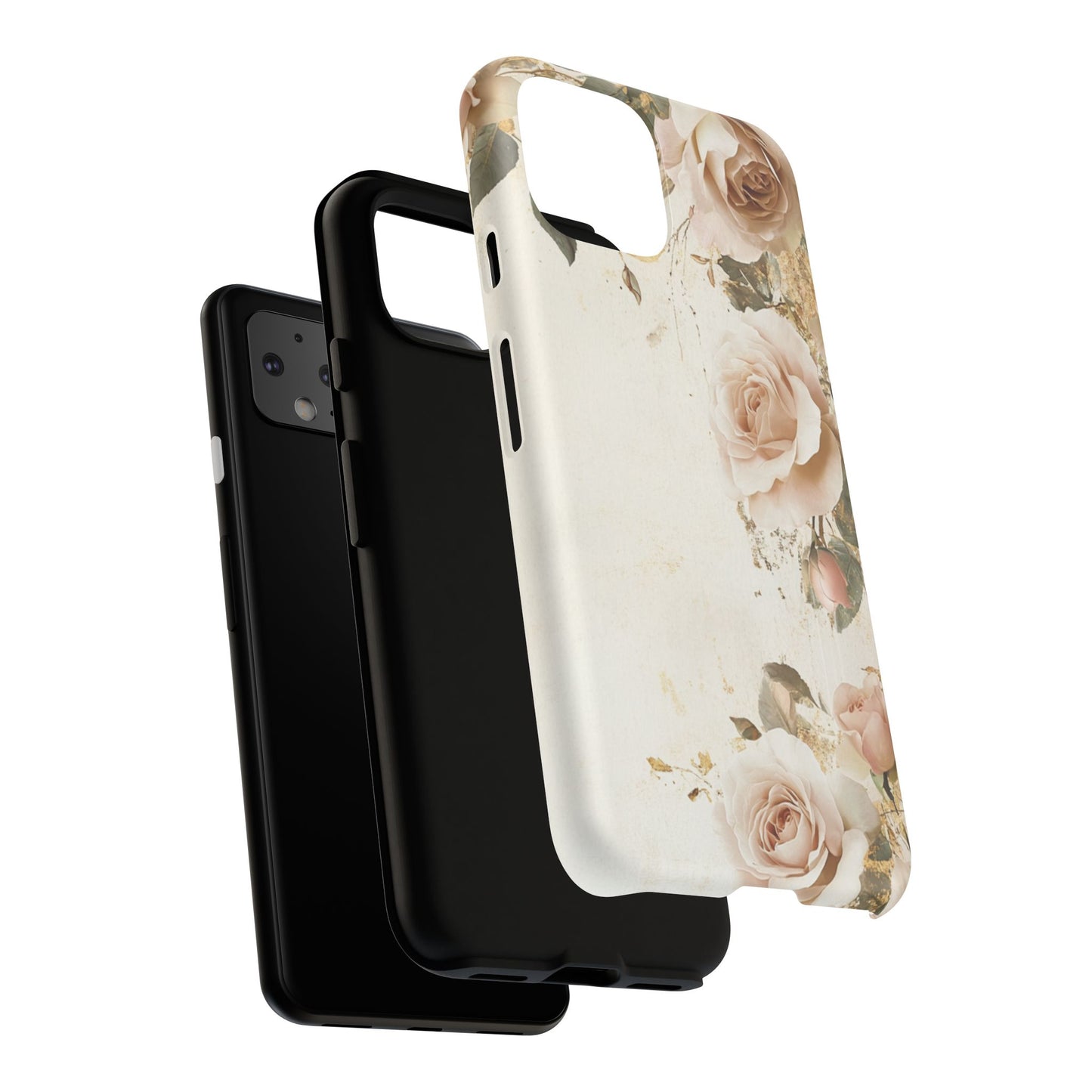 Antique Floral Tough Phone Case - Elegant Rose Design