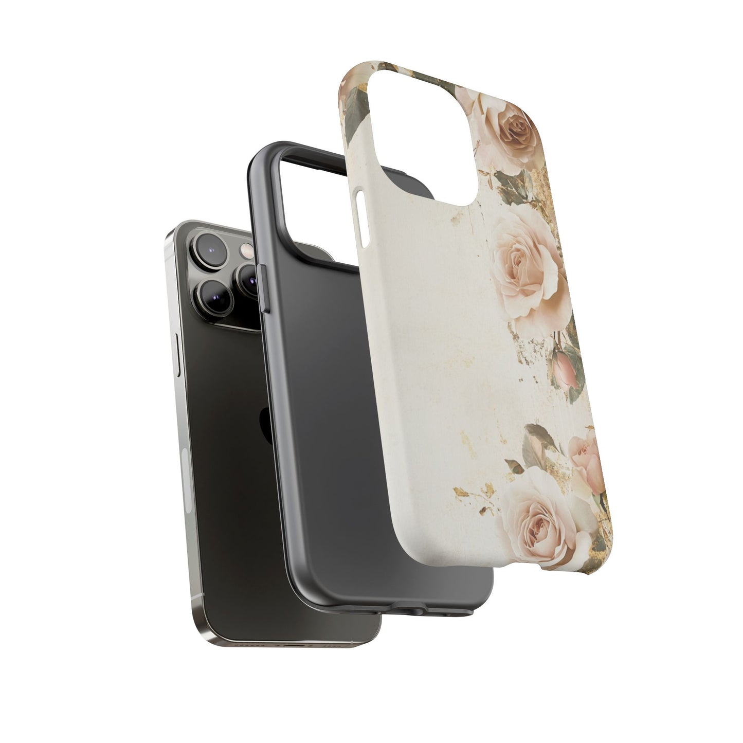 Antique Floral Tough Phone Case - Elegant Rose Design