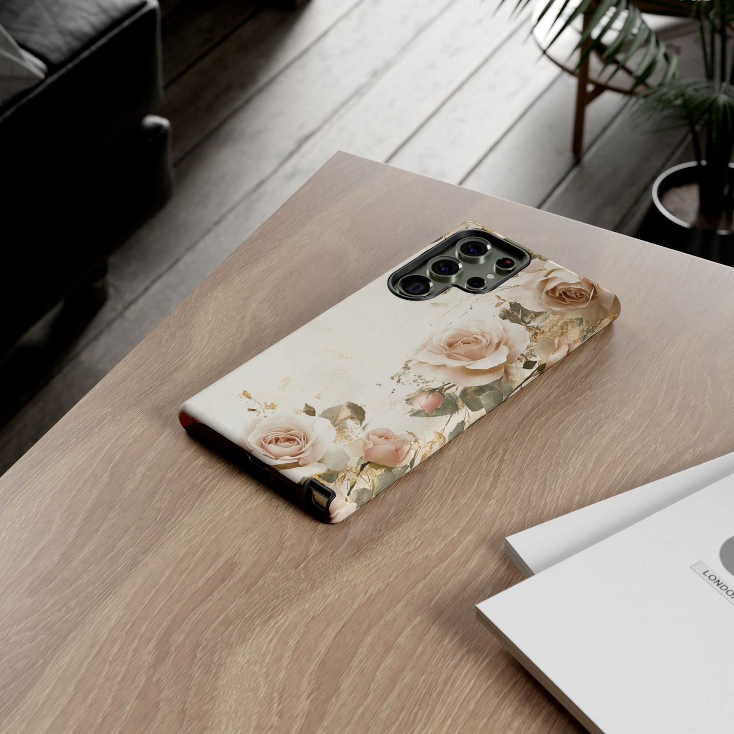 Antique Floral Tough Phone Case - Elegant Rose Design