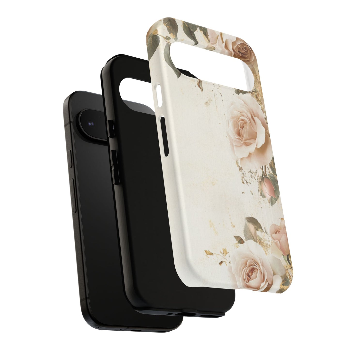 Antique Floral Tough Phone Case - Elegant Rose Design