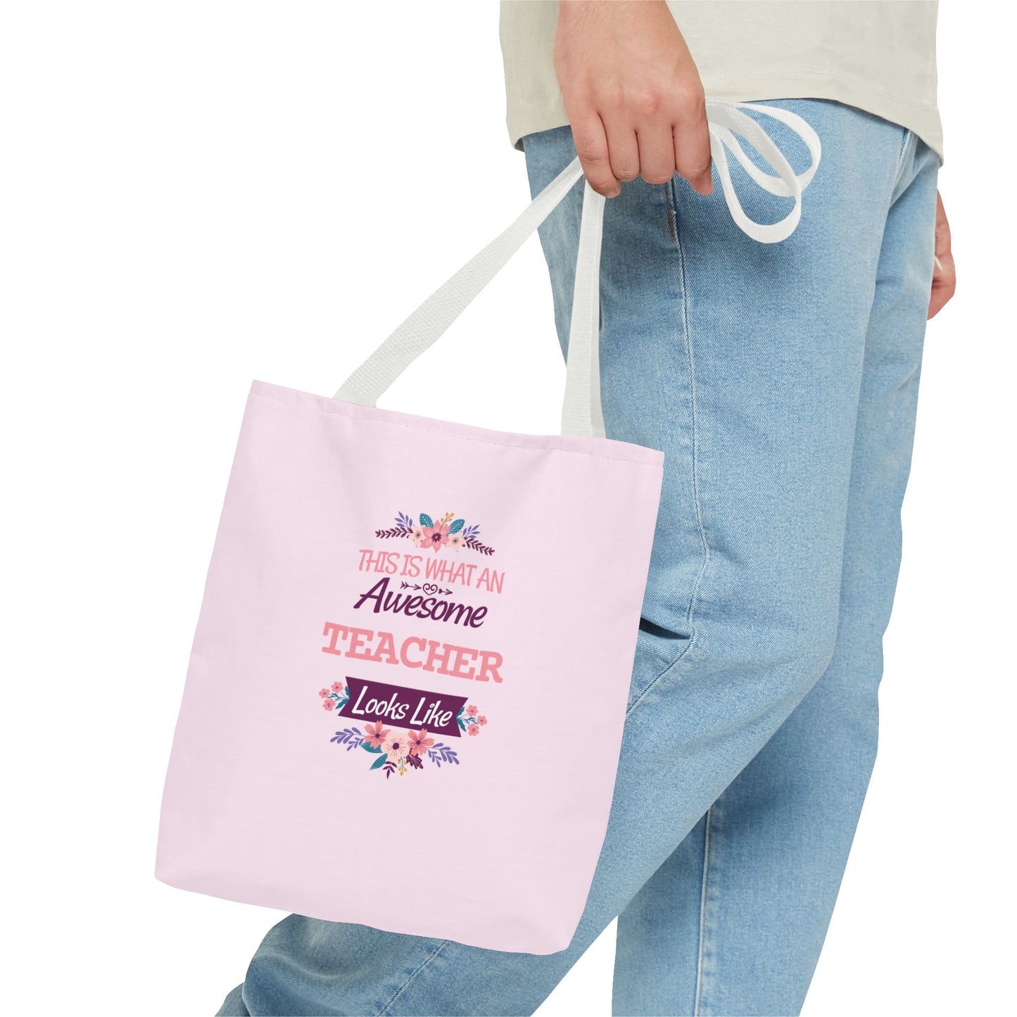 Awesome Teacher Tote Bag | Light Pink | Perfect Gift for Educators