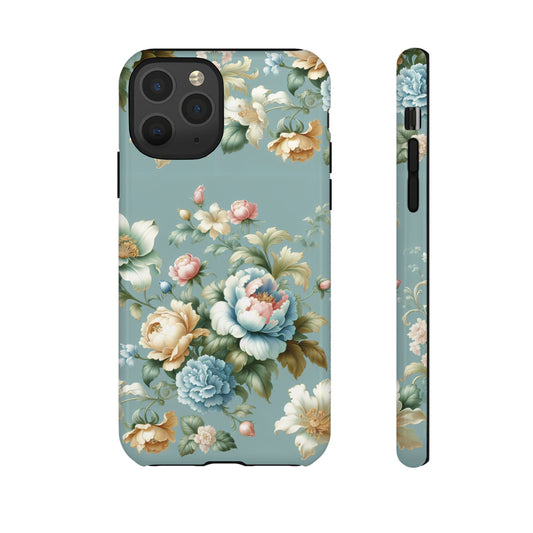 Floral Tough Phone Case - Elegant Flower Pattern, Durable Protection