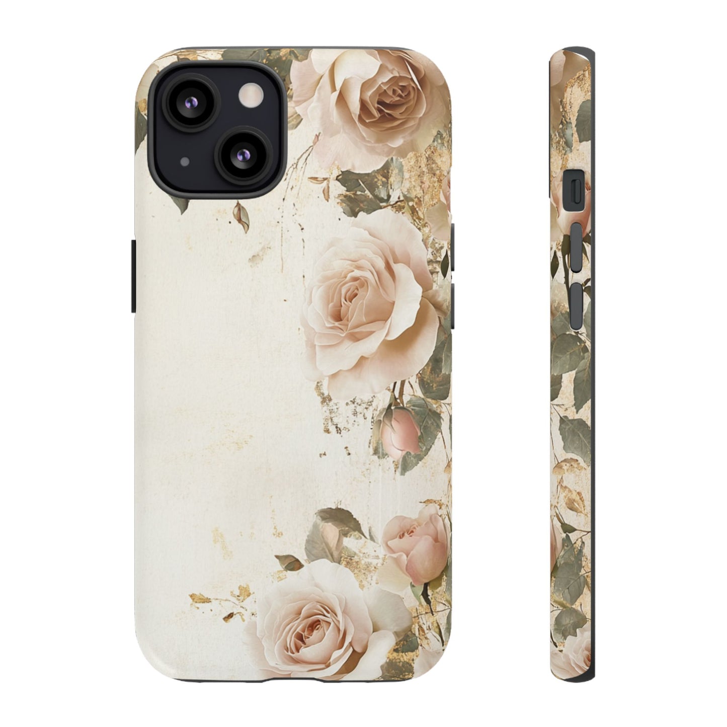 Antique Floral Tough Phone Case - Elegant Rose Design