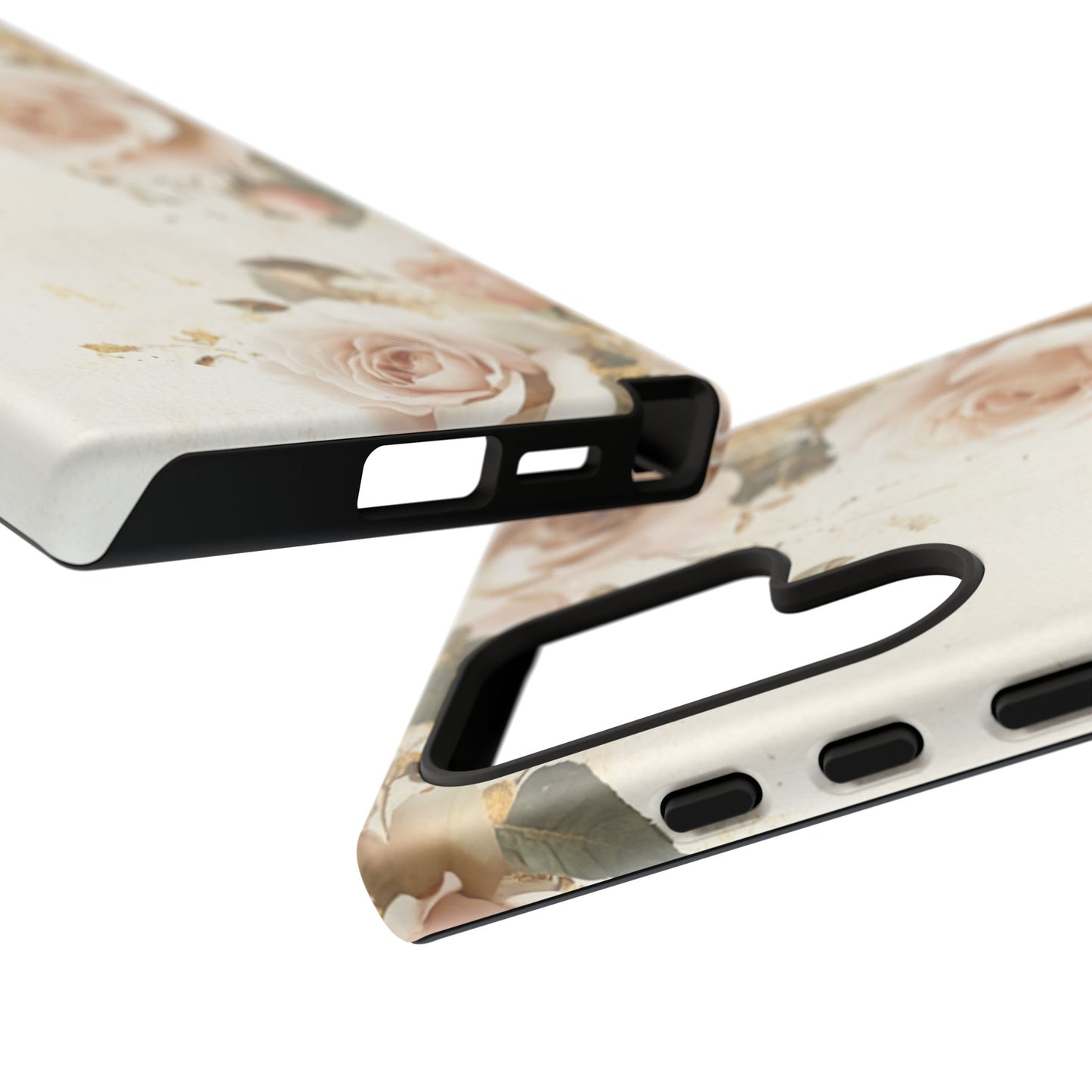 Antique Floral Tough Phone Case - Elegant Rose Design