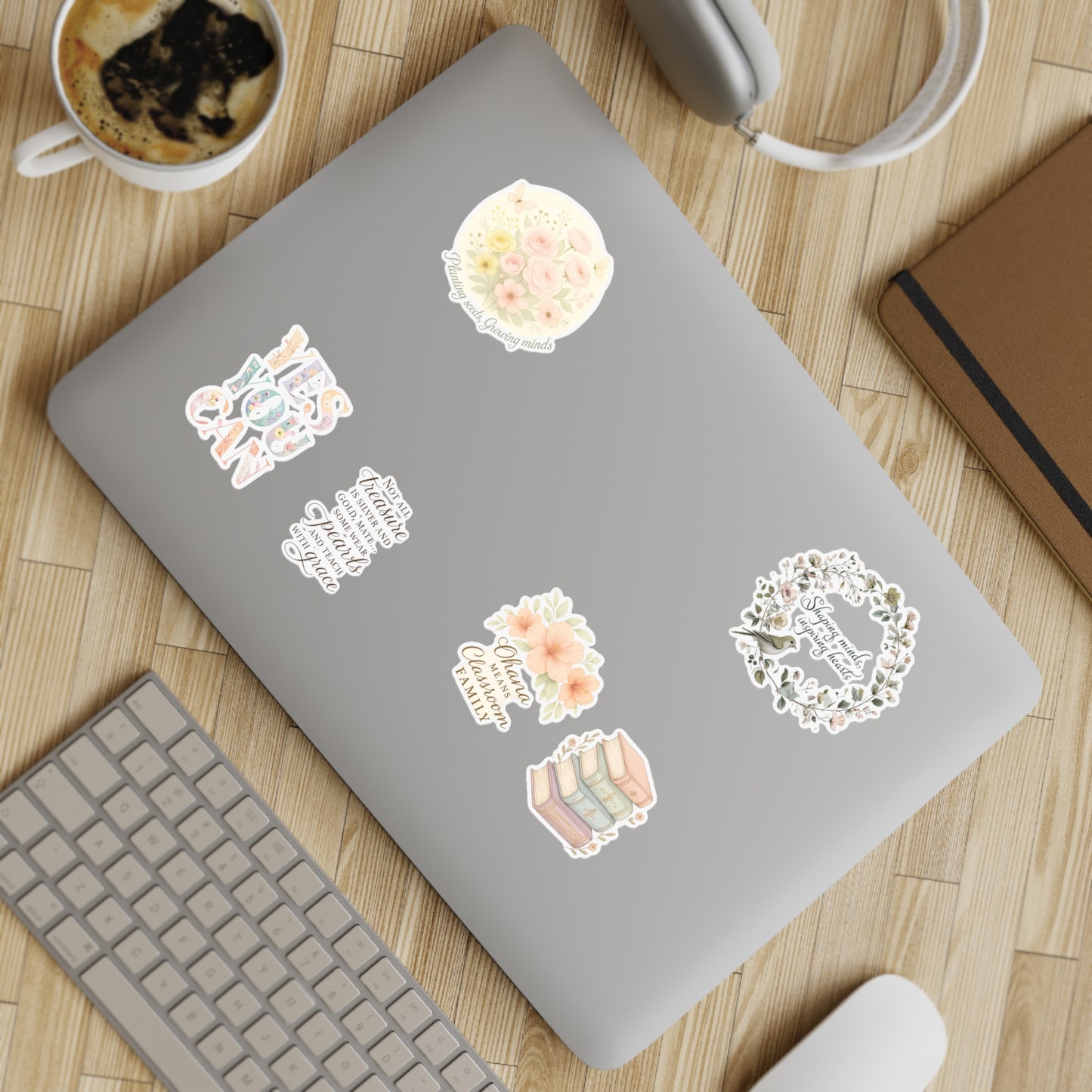 Teacher Sticker Sheet Bundle, Floral and Motivational Stickers, Planner Accessories, Scrapbooking, Teacher Gift, Stationery Decor