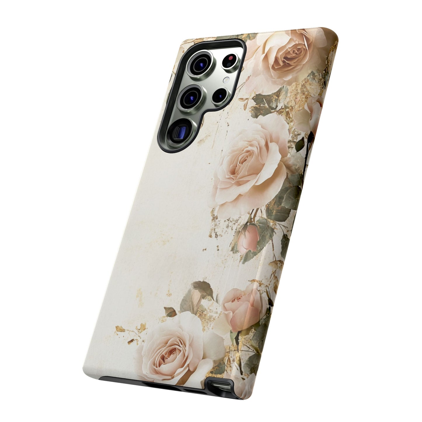 Antique Floral Tough Phone Case - Elegant Rose Design