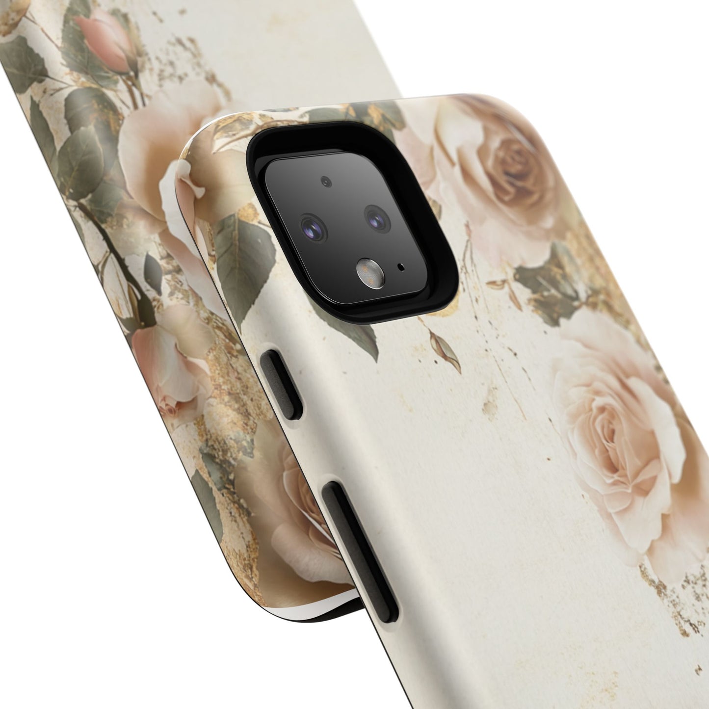 Antique Floral Tough Phone Case - Elegant Rose Design