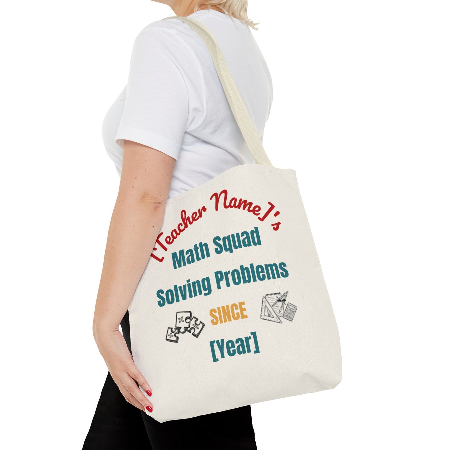 Personalized Teacher Tote Bag, Math Squad Bag, School Supply Tote, Gift for Teachers, Classroom Essentials, Teacher Appreciation