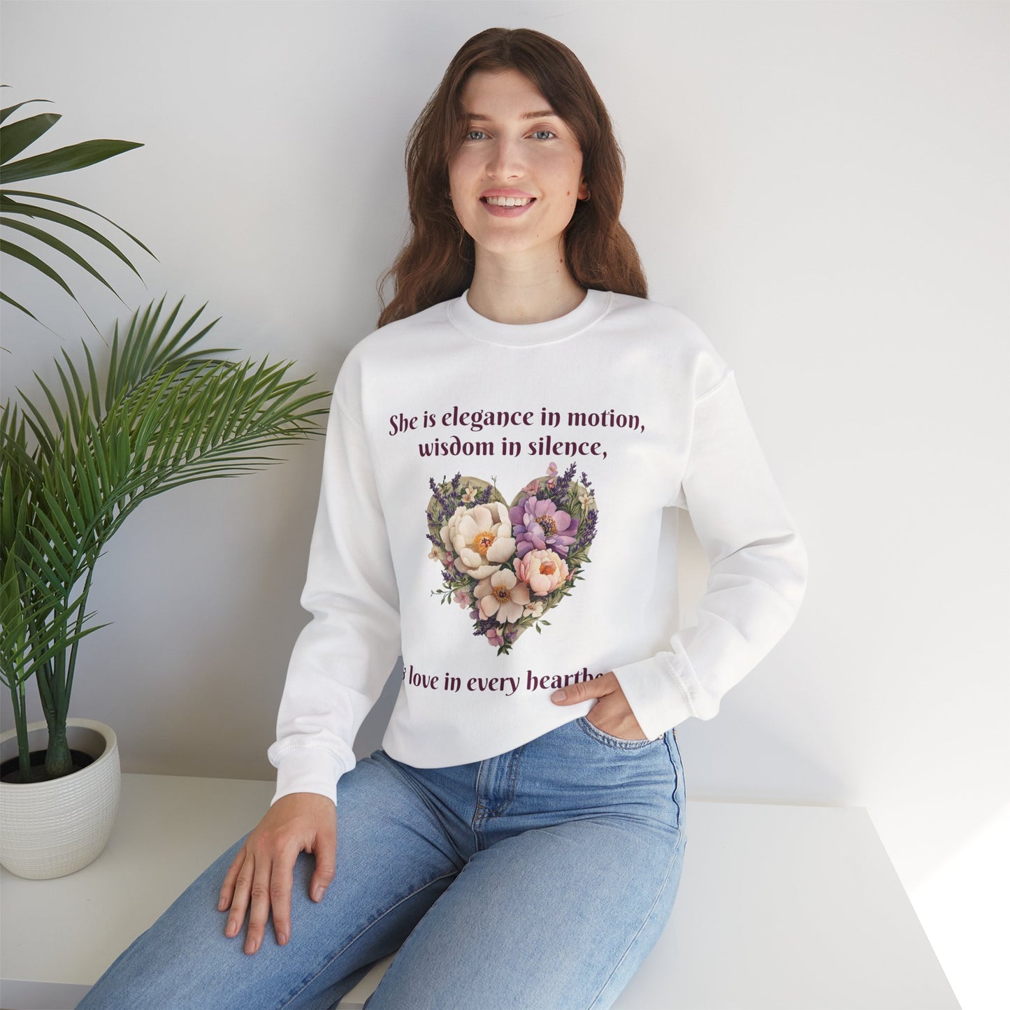 Floral Heart Crewneck Sweatshirt - Inspirational Love Design - Great for Mother's Day