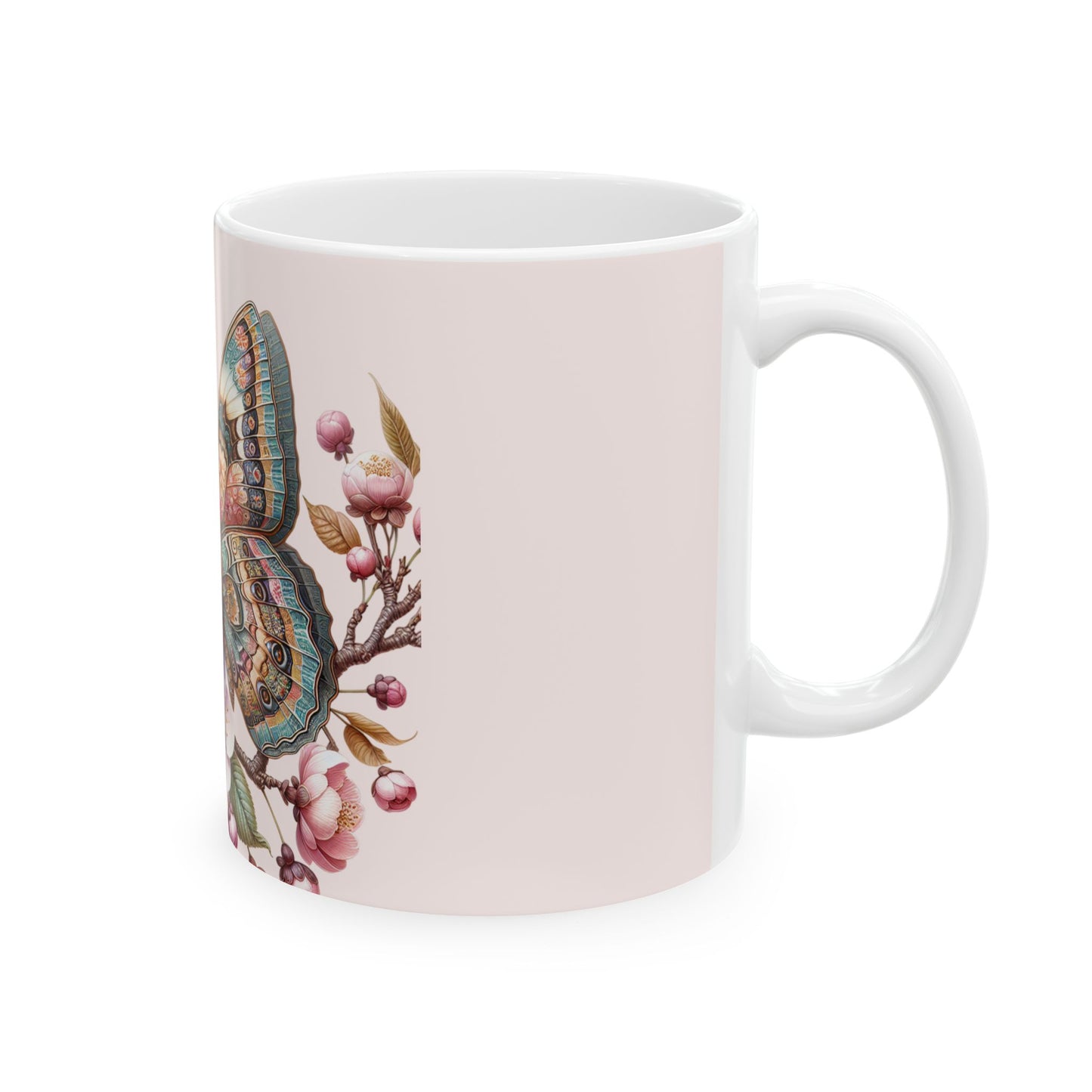 Spring Floral Butterfly Ceramic Mug - 11oz & 15oz, Perfect for Tea Lovers and Nature Enthusiasts