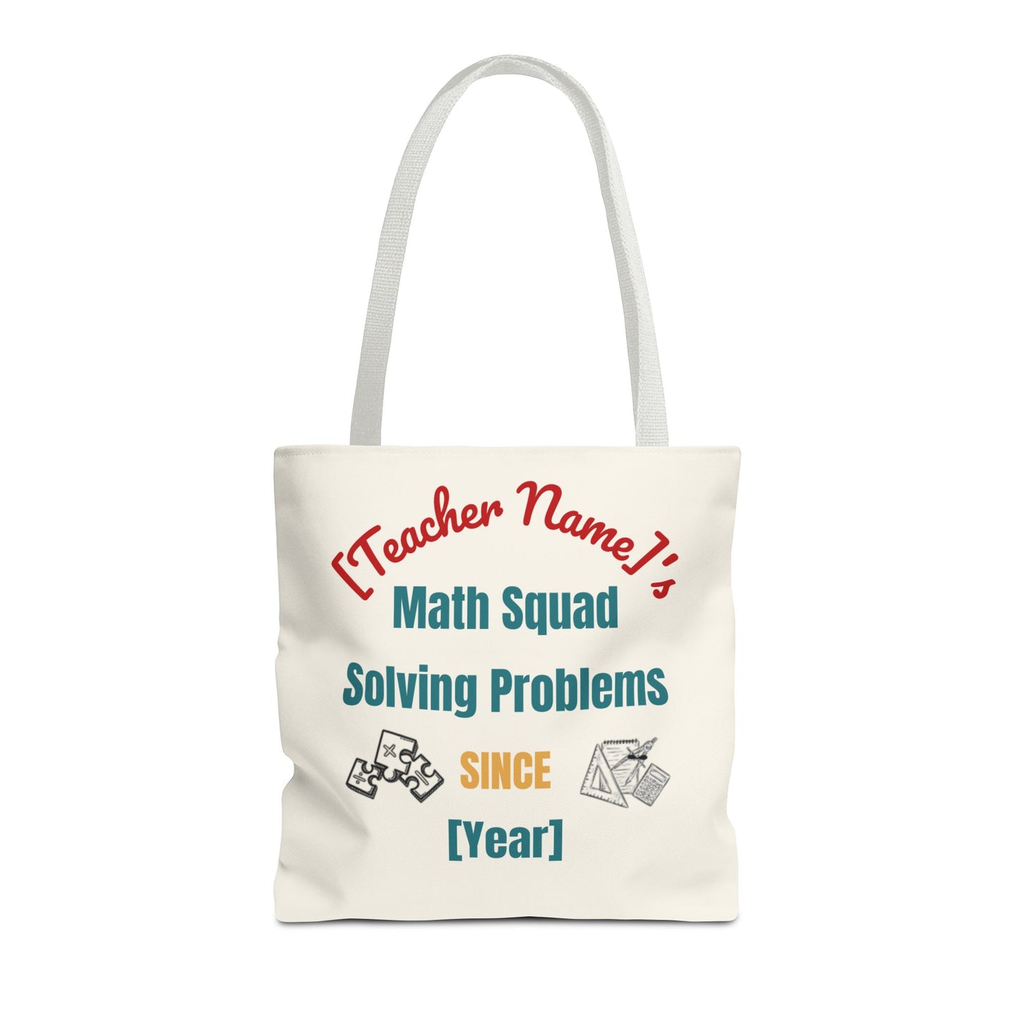 Personalized Teacher Tote Bag, Math Squad Bag, School Supply Tote, Gift for Teachers, Classroom Essentials, Teacher Appreciation