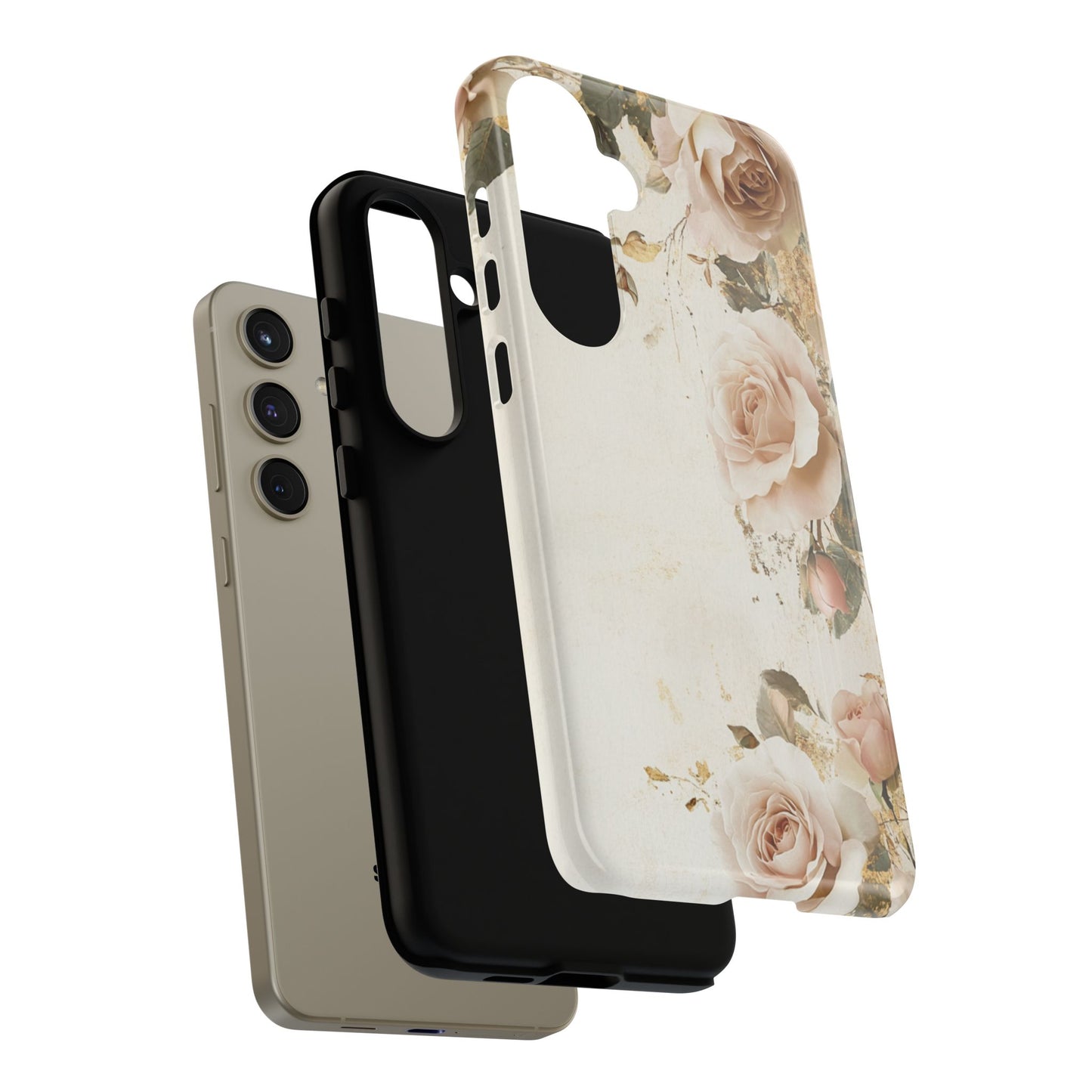 Antique Floral Tough Phone Case - Elegant Rose Design