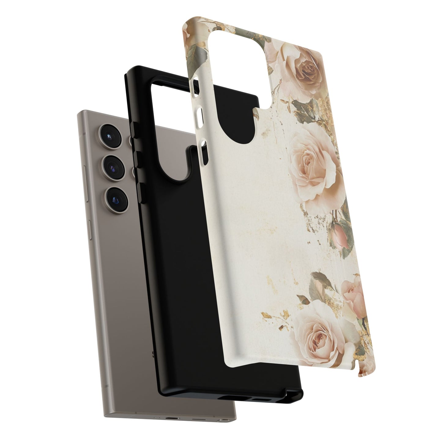 Antique Floral Tough Phone Case - Elegant Rose Design