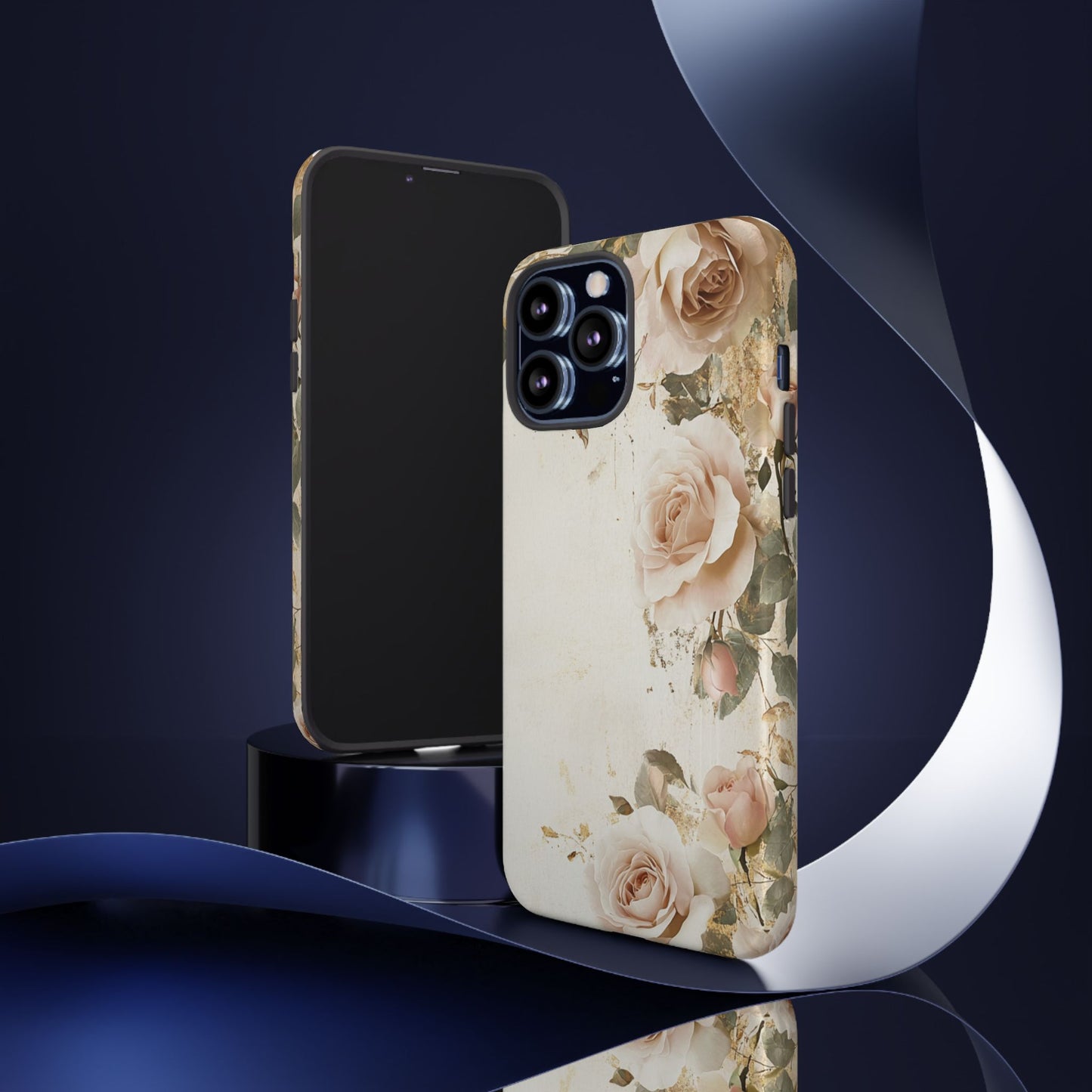 Antique Floral Tough Phone Case - Elegant Rose Design