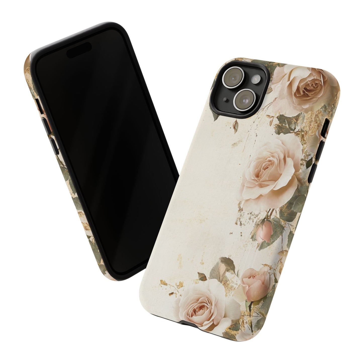 Antique Floral Tough Phone Case - Elegant Rose Design