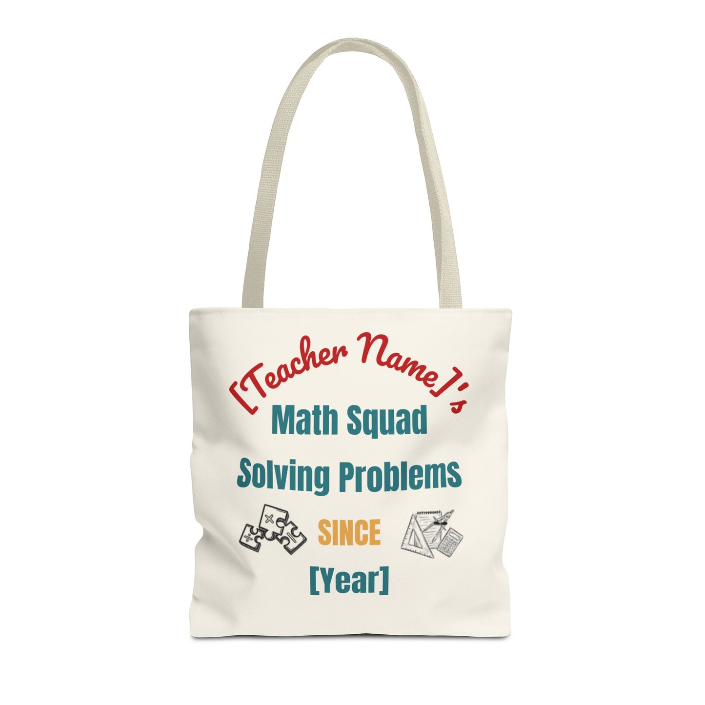 Personalized Teacher Tote Bag, Math Squad Bag, School Supply Tote, Gift for Teachers, Classroom Essentials, Teacher Appreciation