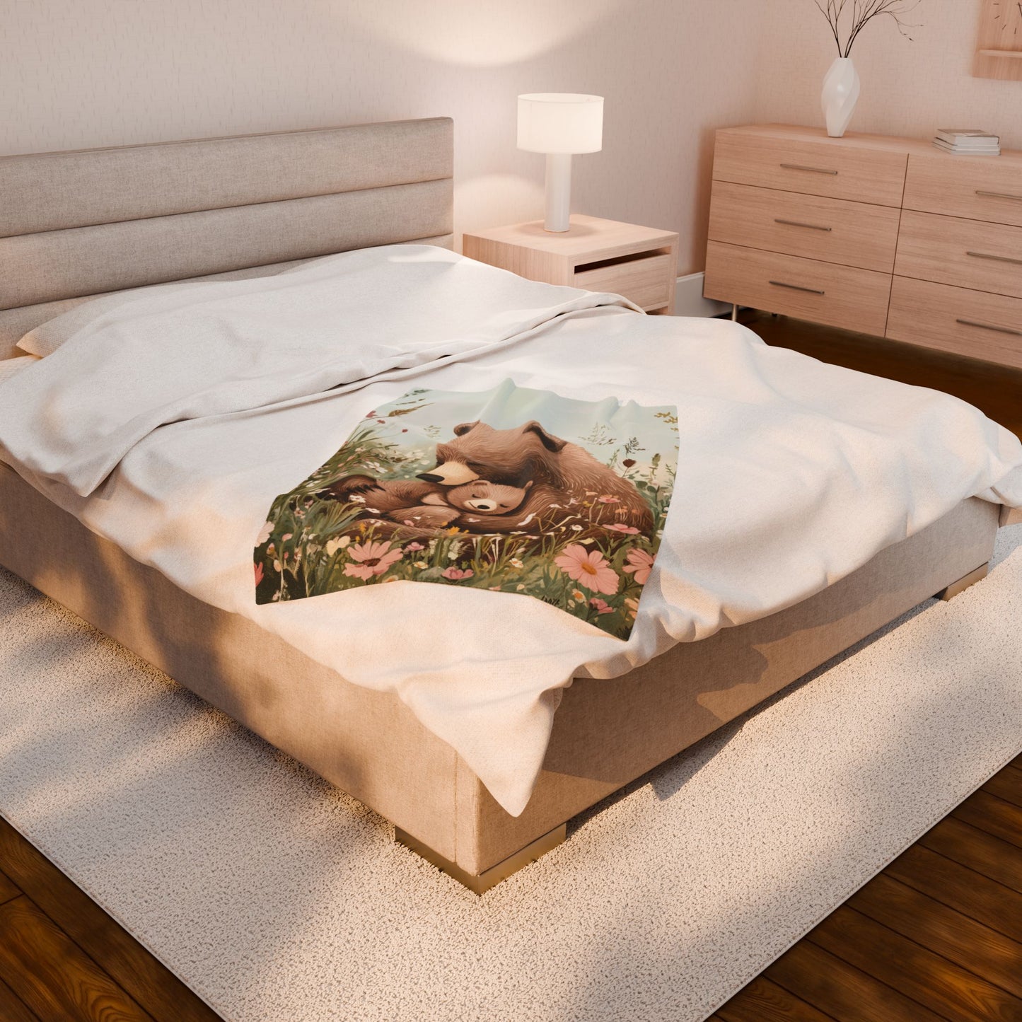 Cozy Velveteen Plush Blanket - Beary Cherished Design
