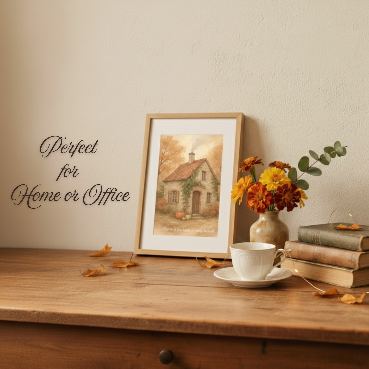 Cottage Harvest Fall Wall Art Bundle Printable, Watercolour, Multi-Size PDF, JPG, Canva Template
