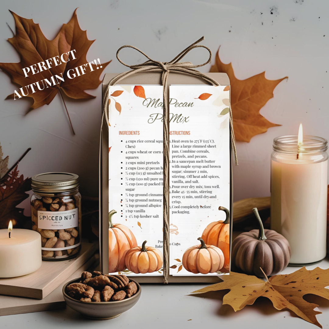 Autumn Recipe Card Bundle: Editable Canva Template & Printable PDF