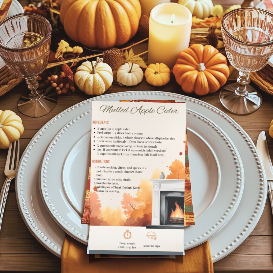 Autumn Recipe Card Bundle: Editable Canva Template & Printable PDF
