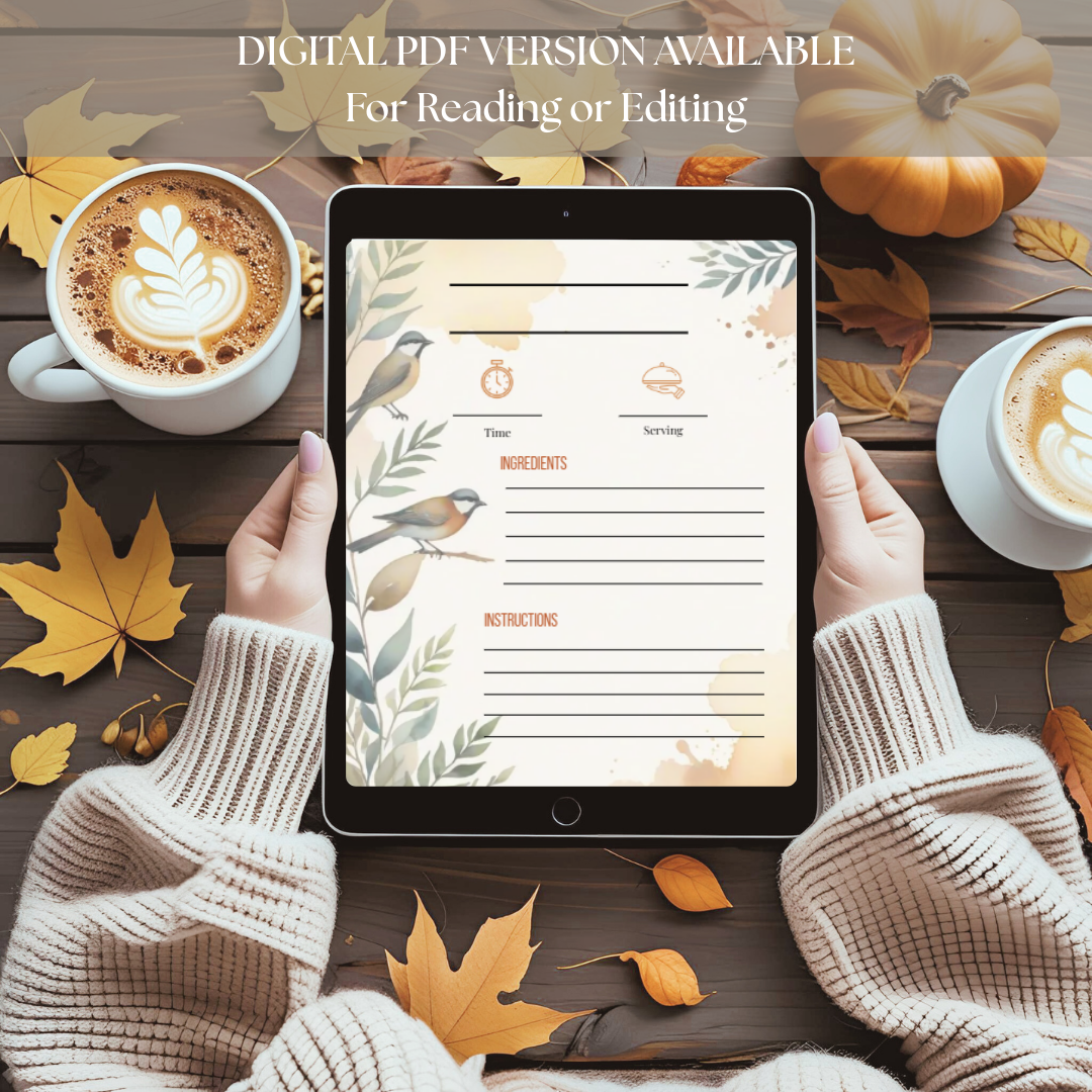 Autumn Recipe Card Bundle: Editable Canva Template & Printable PDF