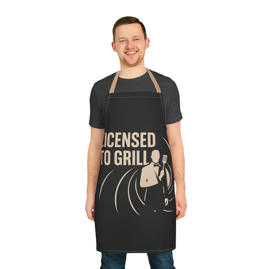 Licensed to Grill Apron | BBQ Gift for Grill Masters, Chef's Apron, Cooking Essentials, Funny Kitchen Gift, Father's Day Cookware
