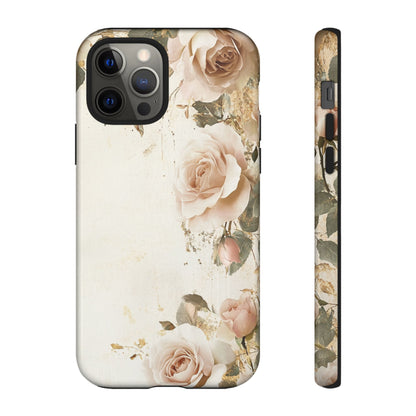 Antique Floral Tough Phone Case - Elegant Rose Design