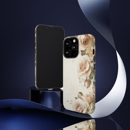 Antique Floral Tough Phone Case - Elegant Rose Design