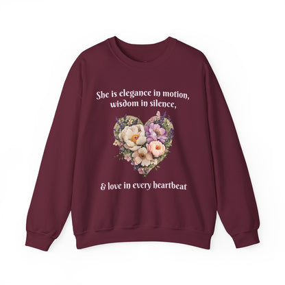 Floral Heart Crewneck Sweatshirt - Inspirational Love Design - Great for Mother's Day