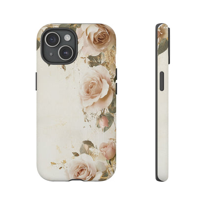 Antique Floral Tough Phone Case - Elegant Rose Design