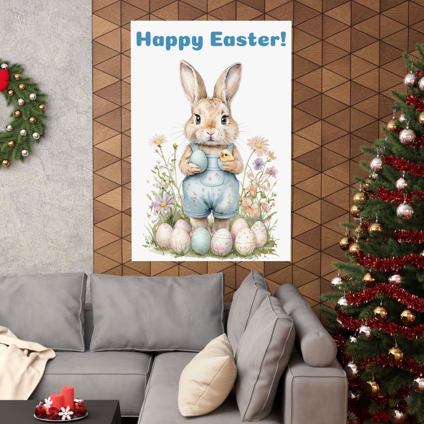 Happy Easter Bunny Poster - Matte Vertical Wall Art for Spring Decor
