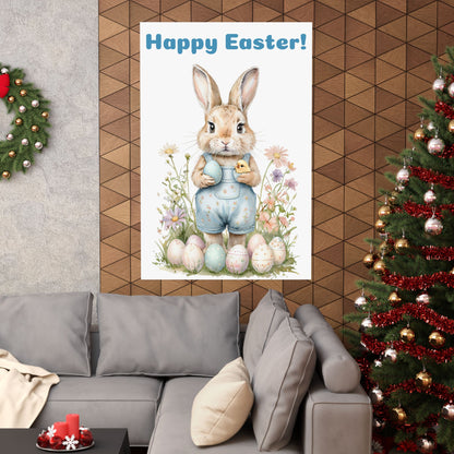 Happy Easter Bunny Poster - Matte Vertical Wall Art for Spring Decor