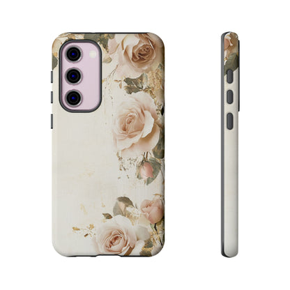 Antique Floral Tough Phone Case - Elegant Rose Design